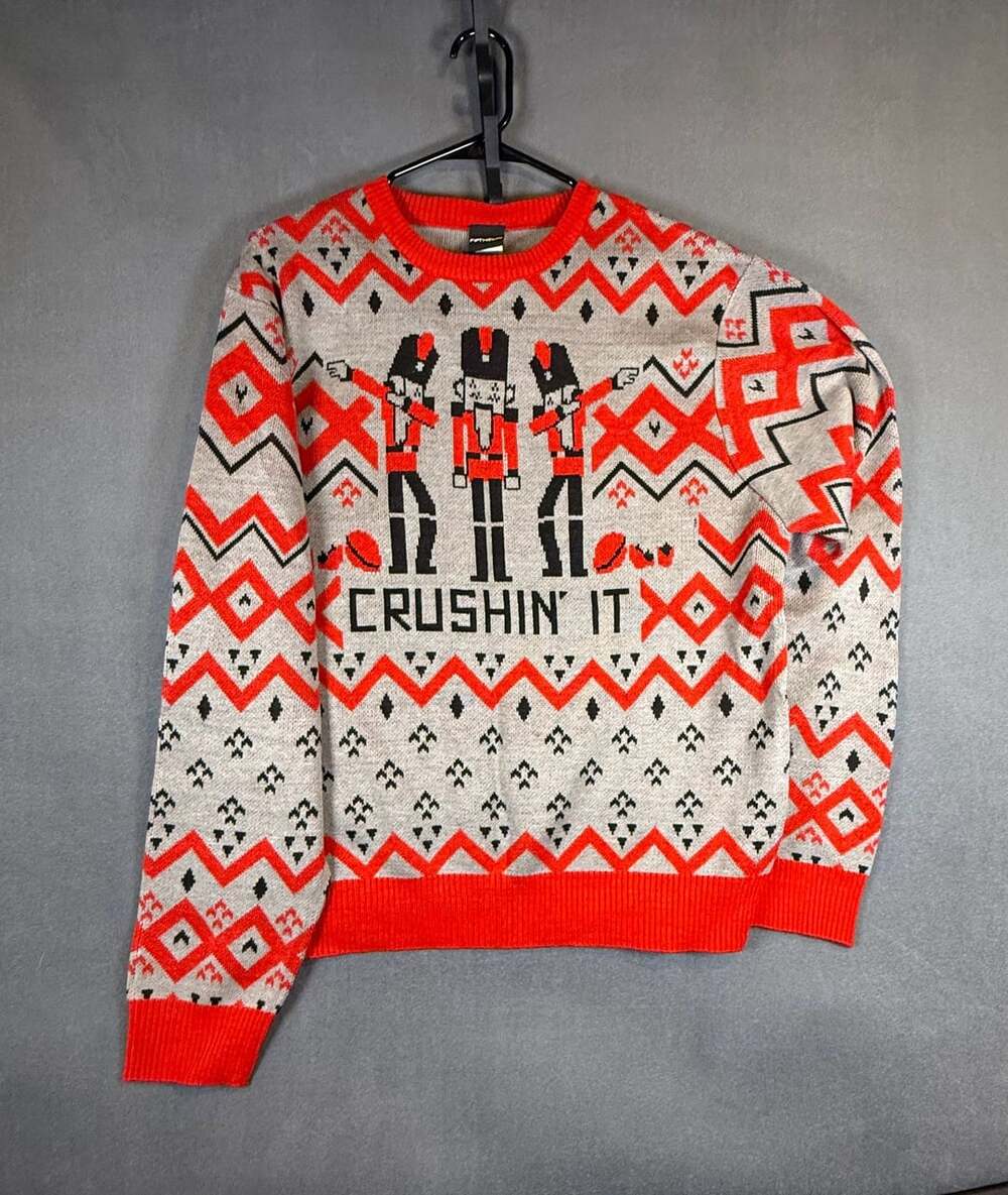 Fifth Sun Crushing It Nutcracker Ugly Christmas Sweater XL